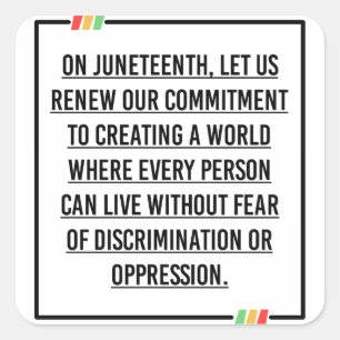 Juneteenth, Freedom of African American. Square Sticker