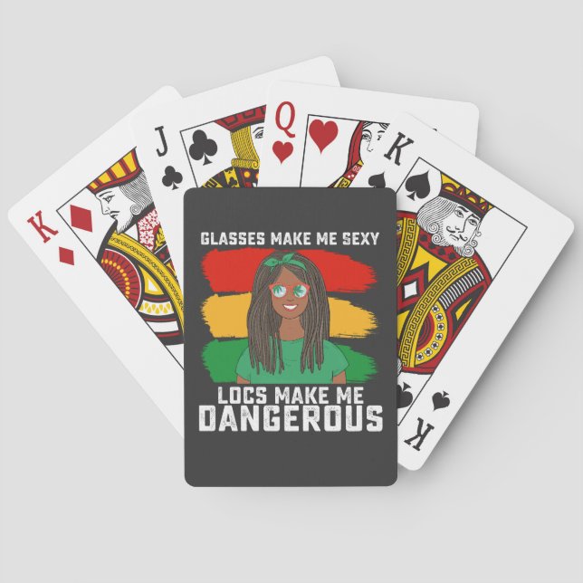Juneteenth Glasses Locs Make Me Dangerous Playing Cards (Back)
