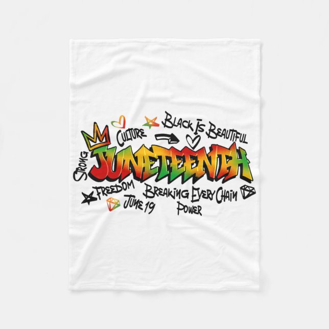 Juneteenth Graffiti African American Black History Fleece Blanket (Front)