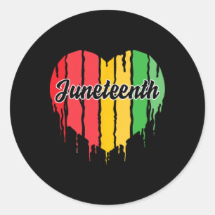 Juneteenth Heart Black History Afro American Afric Classic Round Sticker