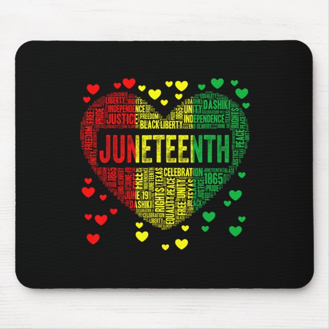 Juneteenth Heart Black History Afro American Afric Mouse Pad (Front)