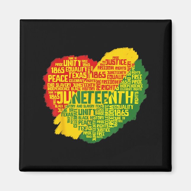 Juneteenth heart black history afro american magnet (Front)