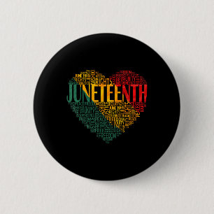 Juneteenth Heart Black History American African Fl 6 Cm Round Badge