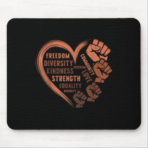 Juneteenth Heart Fists Black History Melanin Men W Mouse Pad