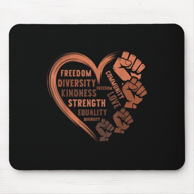 Juneteenth Heart Fists Black History Melanin Men W Mouse Pad (Front)