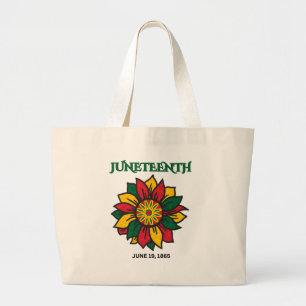 JUNETEENTH HERITAGE 1865 Floral Cotton Women Large Tote Bag