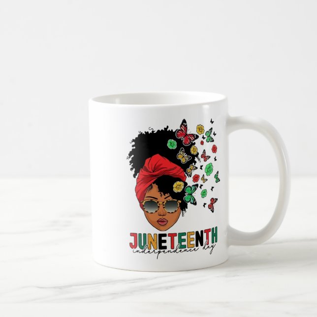 Juneteenth History Freedom Butterfly Melanie Black Coffee Mug (Right)