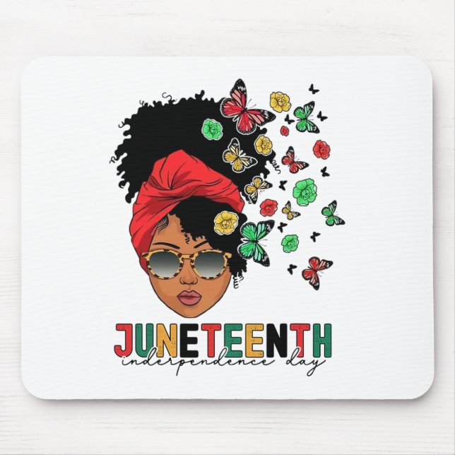 Juneteenth History Freedom Butterfly Melanie Black Mouse Pad (Front)