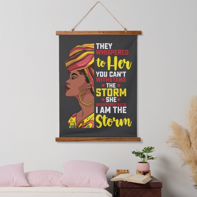 Juneteenth I Am The Storm Melanin Black Girl Hanging Tapestry (Bedroom)