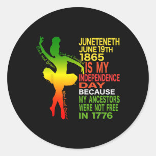 Juneteenth Independence Dancer Black Girl Ballerin Classic Round Sticker