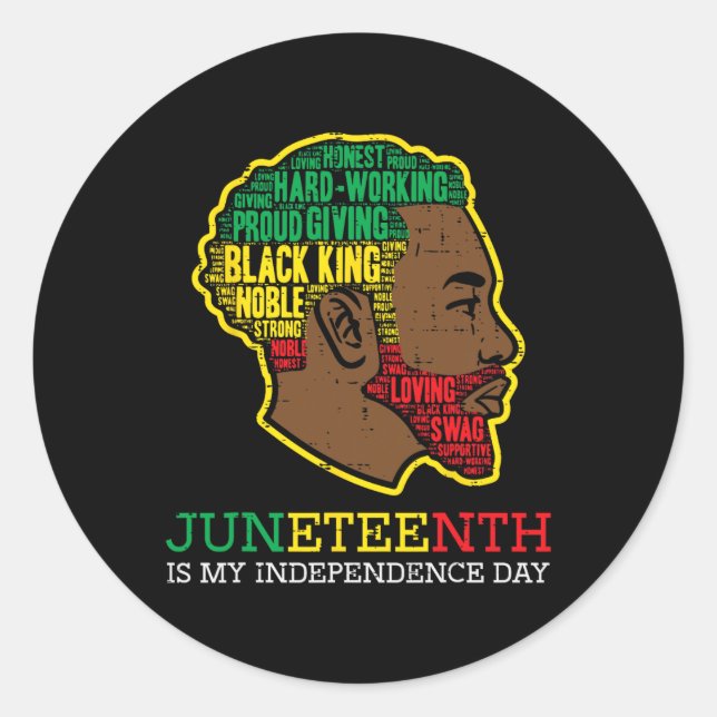 Juneteenth Independence Day Black King Men Boys Ki Classic Round Sticker (Front)