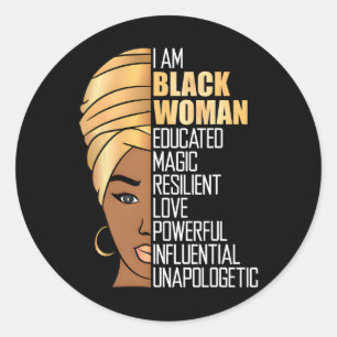 Juneteenth Independence Day Women Black American F Classic Round Sticker