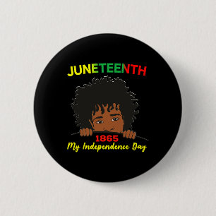 Juneteenth Independence Teen Youth Afro Locs Black 6 Cm Round Badge