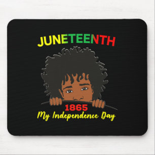 Juneteenth Independence Teen Youth Afro Locs Black Mouse Pad