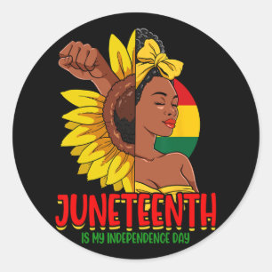 Juneteenth Is My Independence Day Black Women Blac Classic Round Sticker