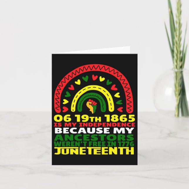 Juneteenth Is My Independence Day Pink Black Rainb Card (Front)