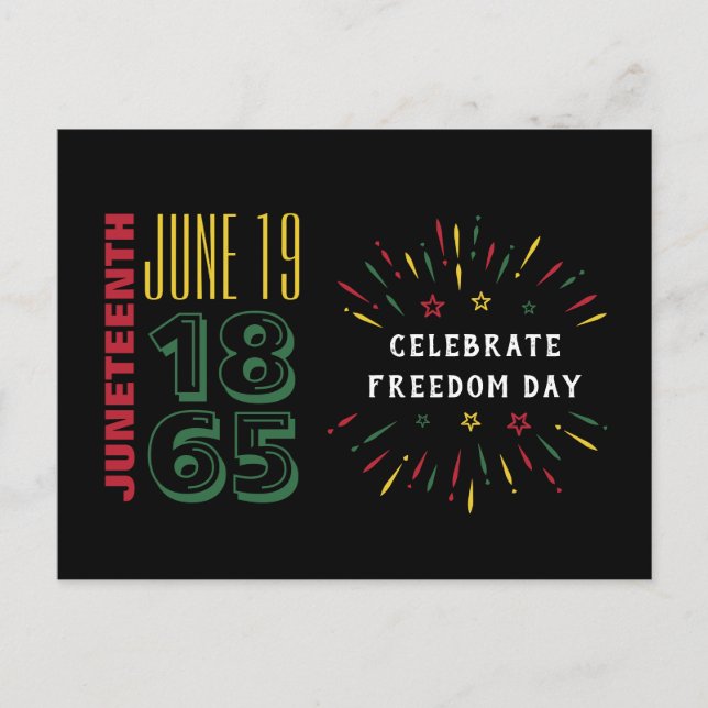 Juneteenth June 19 1865 Black History Fireworks Postcard (Front)