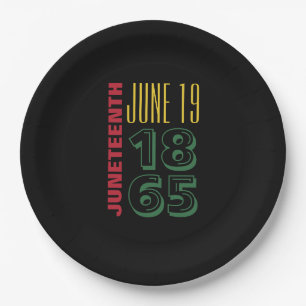 Juneteenth June 19 1865 Typography Black History Paper Plate