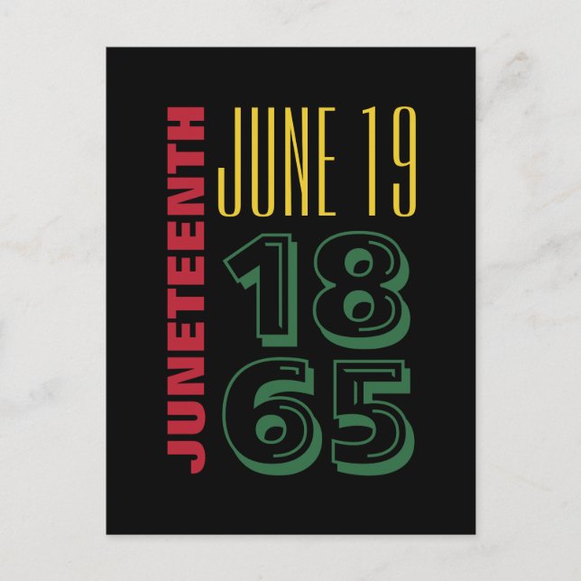 Juneteenth June 19 1865 Typography Black History Postcard (Front)
