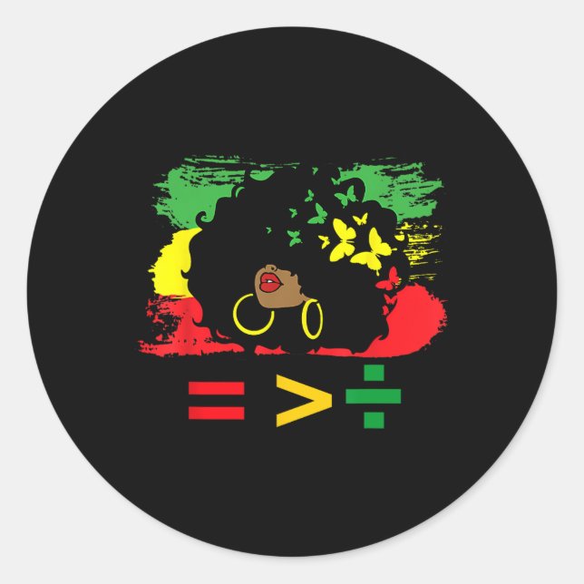 Juneteenth June 19th 1865 Equality Is Greater Than Classic Round Sticker (Front)