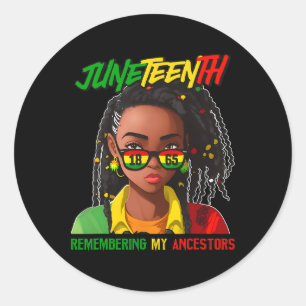 Juneteenth Loc'd Hair Remembering My Ancestor For  Classic Round Sticker