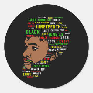 Juneteenth Mans Head 1865 Black Freedom 1 Classic Round Sticker
