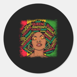 Juneteenth Melanin Black Queen African American La Classic Round Sticker