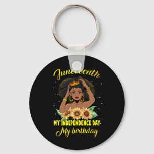 Juneteenth My Independence Day My Birthday Black Q Key Ring