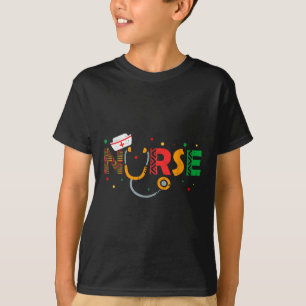 Juneteenth Nurse Stethoscope Melanin Rn Afro Cultu T-Shirt