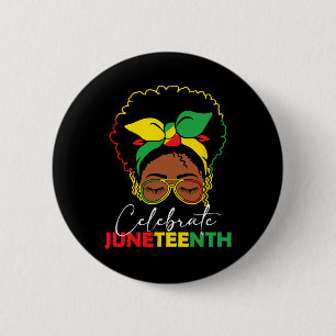 Juneteenth Outfit Women Messy Bun Eye Gles 6 Cm Round Badge