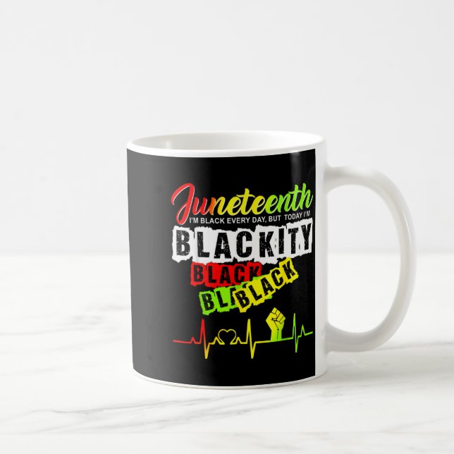 Juneteenth pride blackity black funny heartbeat coffee mug (Right)