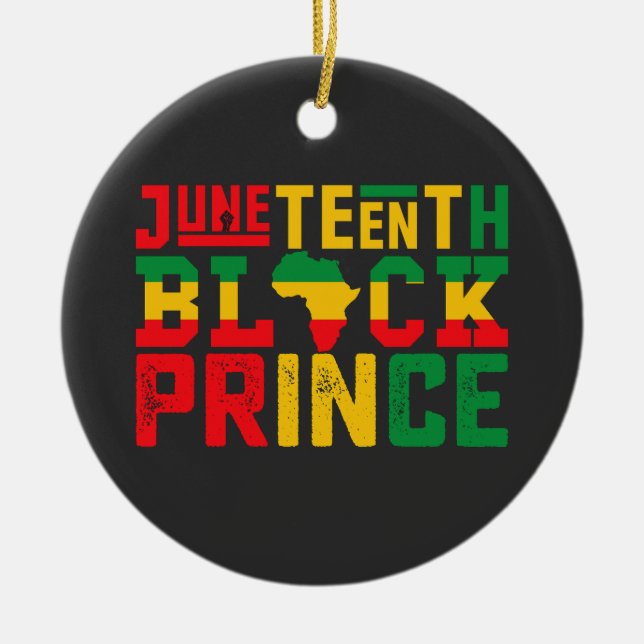 Juneteenth Prince Celebrating Black Freedom Ceramic Tree Decoration (Front)