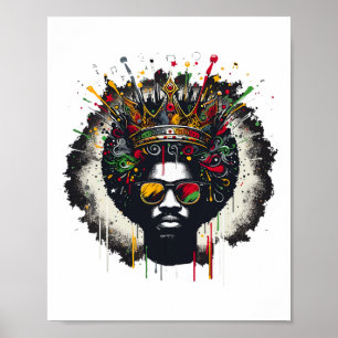 Juneteenth Proud Black King Men Fathers Day Black  Poster