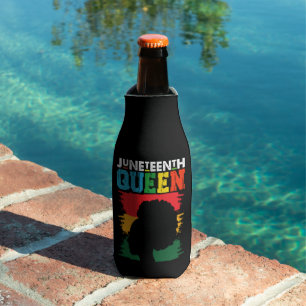 Juneteenth Queen Black Afro Melanin Girl Bottle Cooler