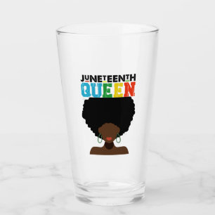 Juneteenth Queen Black Afro Melanin Girl  Glass