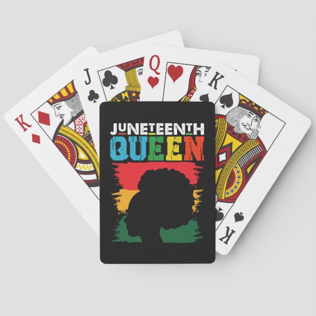 Juneteenth Queen Black Afro Melanin Girl  Playing Cards (Back)