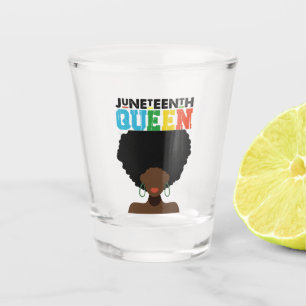 Juneteenth Queen Black Afro Melanin Girl Shot Glass