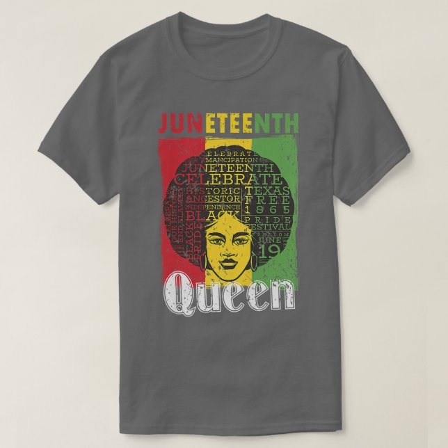 Juneteenth Queen Black Pride Retro Black History M T-Shirt (Design Front)