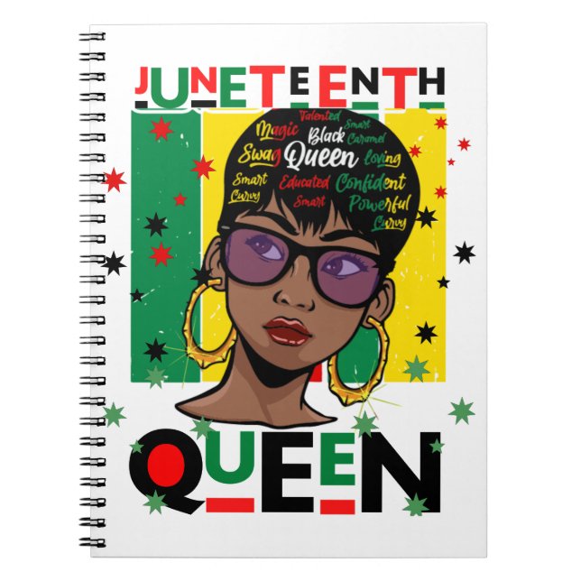 Juneteenth Queen Melanin Sista Black Girl Magic Notebook (Front)