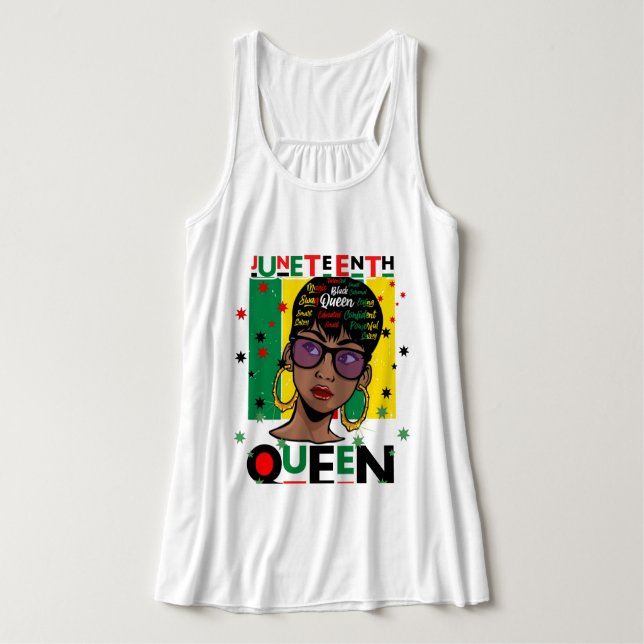 Juneteenth Queen Melanin Sista Black Girl Magic Singlet (Design Front)