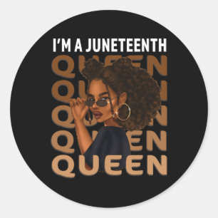 Juneteenth Queen Swag Black Melanin Natural Hair A Classic Round Sticker