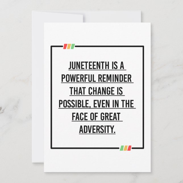 Juneteenth Quotes, Freedom of African American. Invitation (Front)