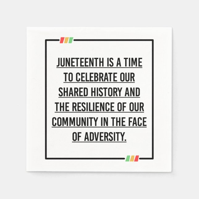 Juneteenth Quotes, Freedom of African American. Napkin (Front)