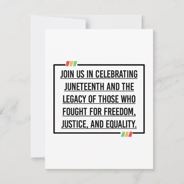 Juneteenth Quotes, Freedom of African American. Save The Date (Front)