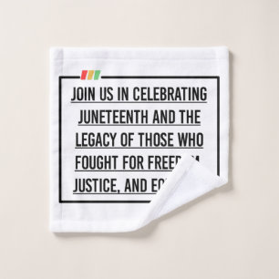 Juneteenth Quotes, Freedom of African American. Wash Cloth