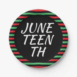 Juneteenth Red Black Green Border Paper Plate