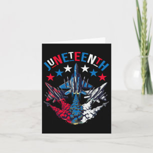 Juneteenth Red White Blue Flag Colours Fighter Jet Card