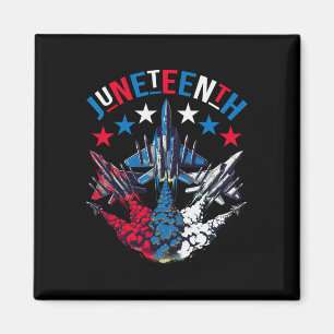 Juneteenth Red White Blue Flag Colours Fighter Jet Magnet