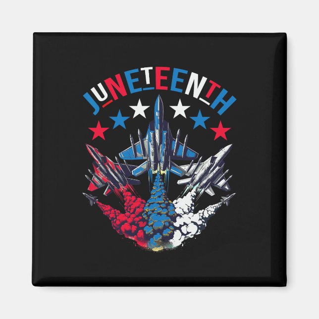 Juneteenth Red White Blue Flag Colours Fighter Jet Magnet (Front)