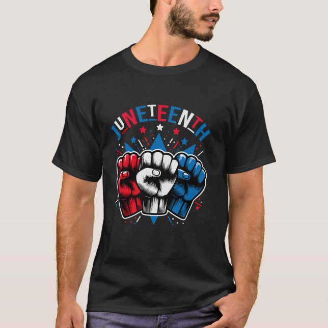 Juneteenth Red White Blue June 19 1865 Freedom Ind T-Shirt (Front)